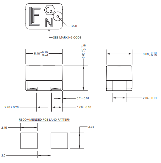 机械图纸 - Littelfuse 308系列表面贴装保险丝